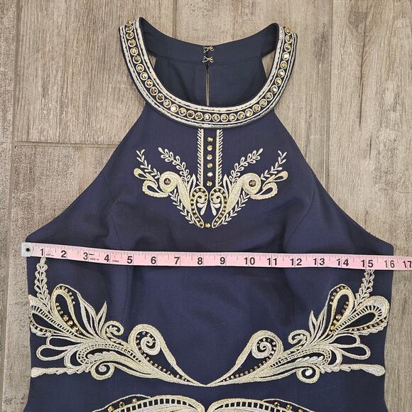 Lilly Pulitzer Benita Embellished Shift Dress Women 10 Blue Cocktail Preppy Glam - Picture 6 of 15